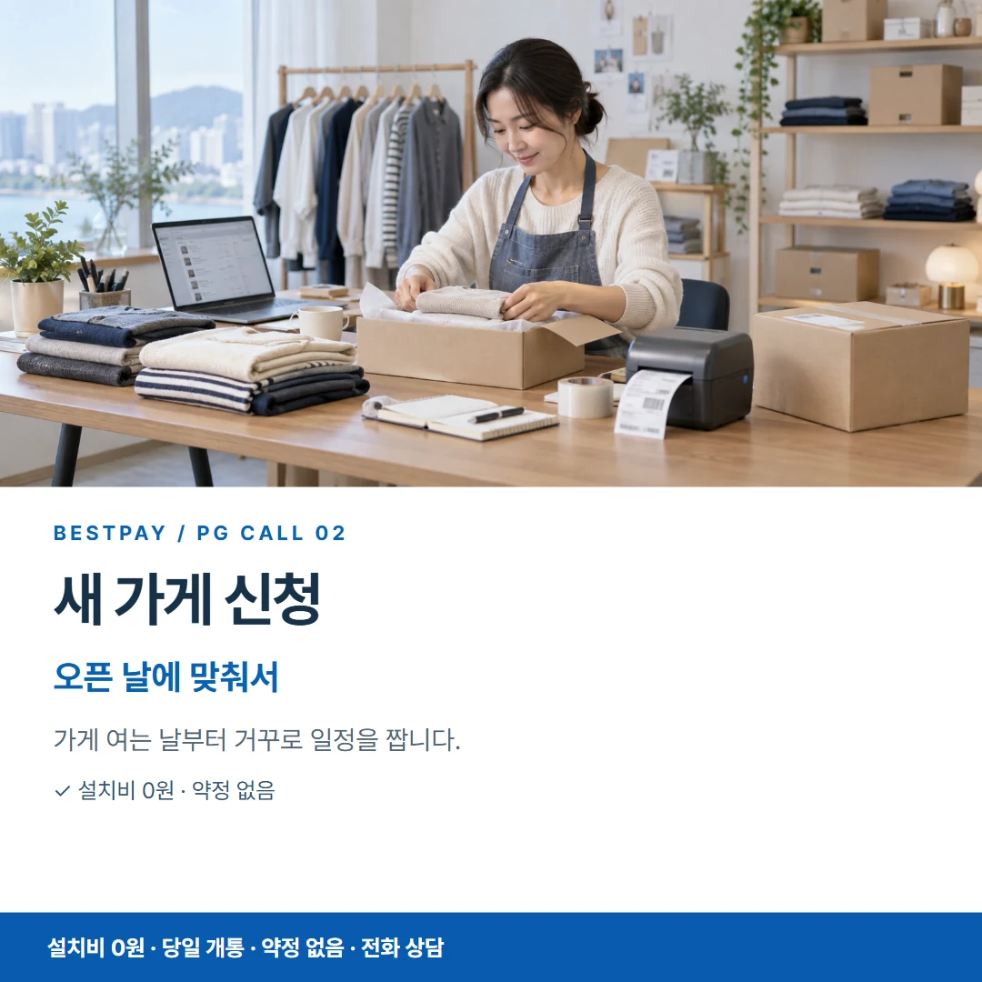 베스트페이 카드뉴스 2 · 새 가게 신청 오픈 날에 맞춰서