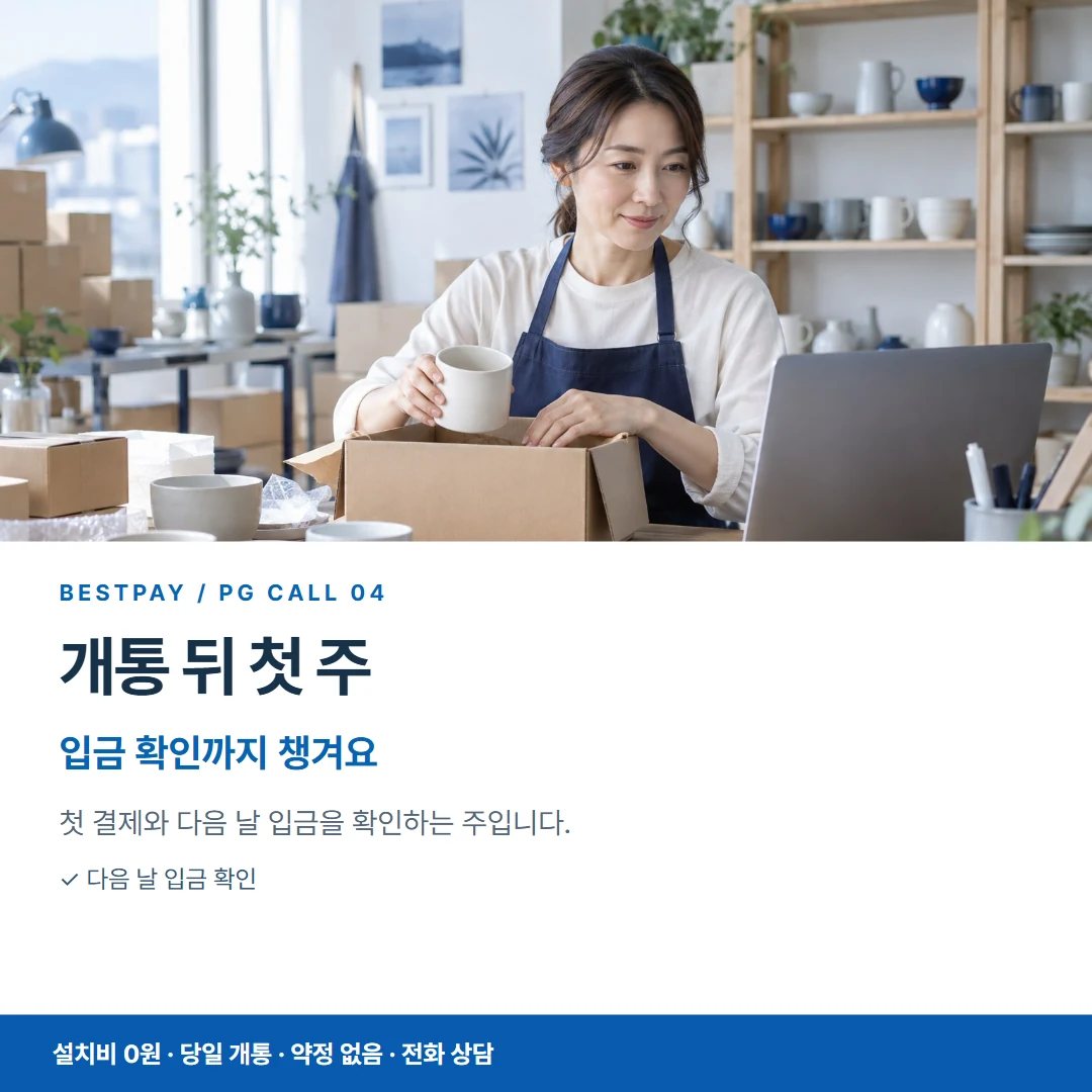베스트페이 카드뉴스 4 · 개통 뒤 첫 주 입금 확인까지 챙겨요