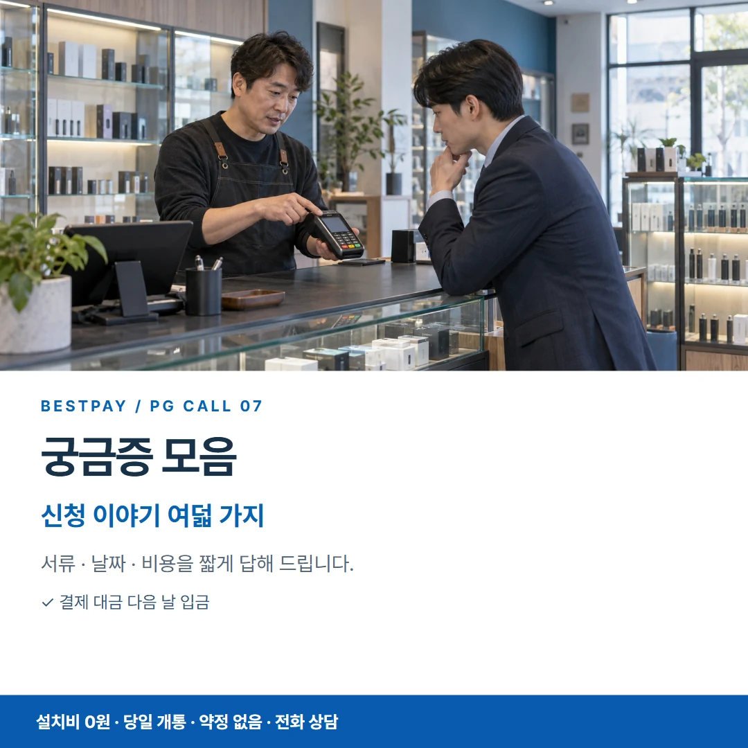 베스트페이 카드뉴스 7 · 궁금증 모음 신청 이야기 여덟 가지